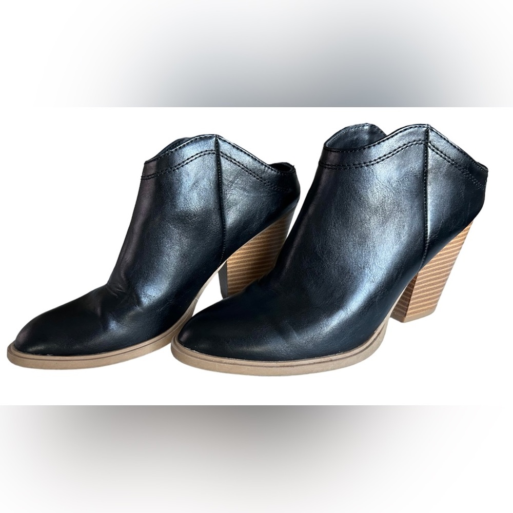 Dolce Vita - Vegan Leather Black Stacked Heeled Mules, Women’s Size 6.5
